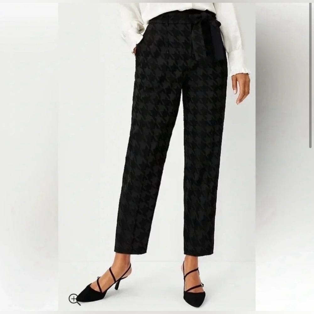 Ann Taylor houndstooth tie waist pants, 00P